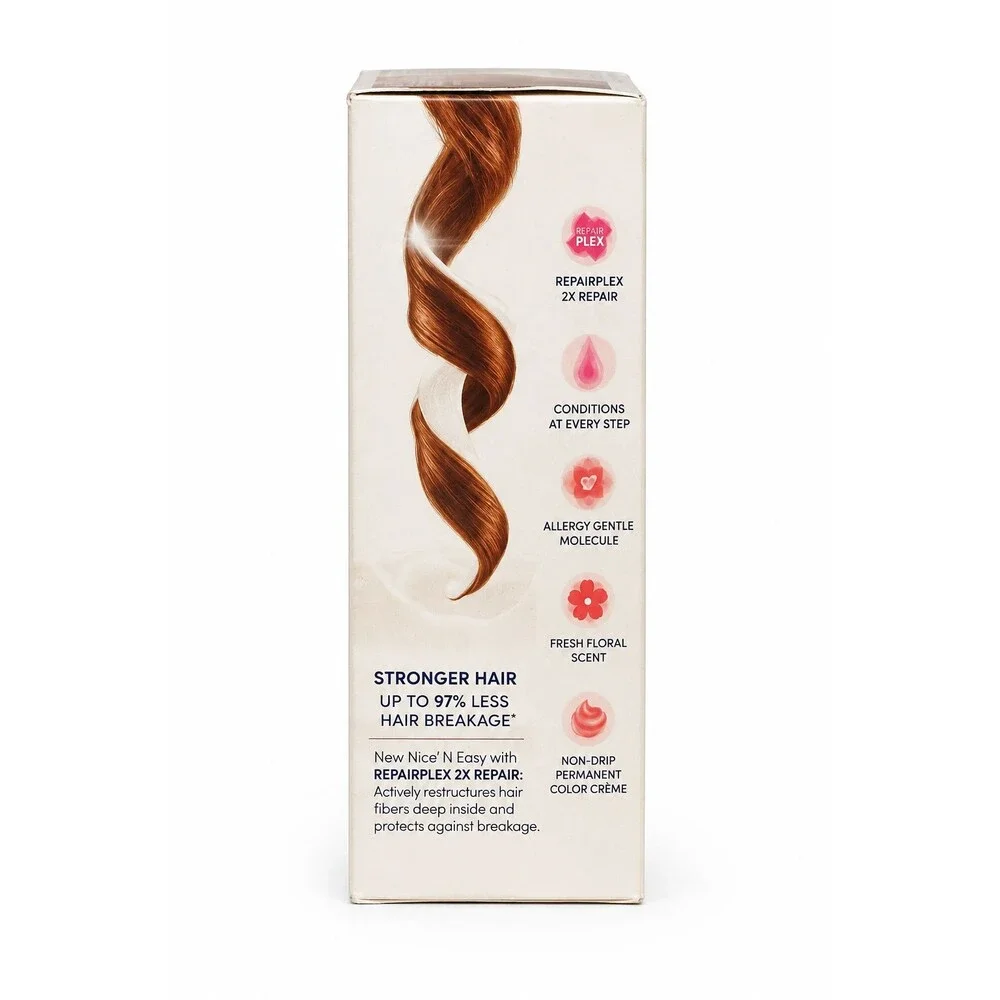 Clairol Nice'n Easy 6R Light Auburn Permanent Hair Color RepairPlex NOS